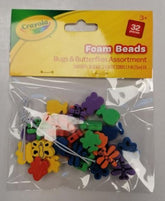 32PK ASSORTED CRAYOLA FOAM BEADS BUGS/BUTTERFLIES